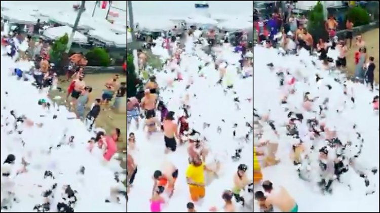 Önlemler hiçe sayıldı! Plajda köpüklü parti ve horonlu eğlenceye ceza geldi