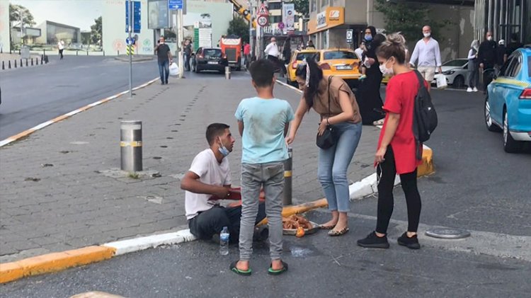 Taksim Meydanı'nda hasta numarasıyla duygu sömürüsü kamerada