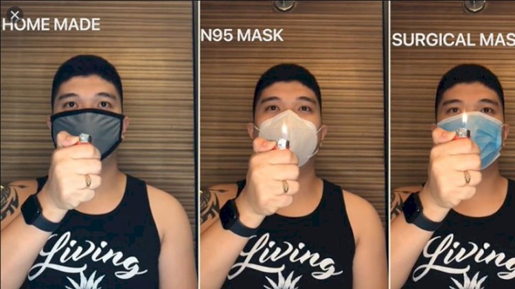 Altı farklı maske türünün etkisini, çakmakla çektiği videolarla gösteren genç