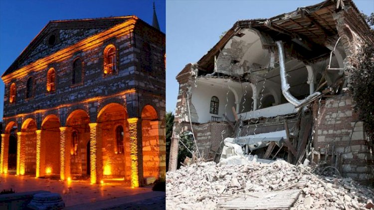 ‘Cami yapacağız’ denilerek belediyeye devredilmeyen tarihi kilise bakımsızlıktan yıkıldı