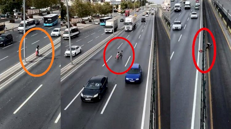 Metrobüse kaçak binmeye çalışan çocukların tehlikeli geçişi kamerada