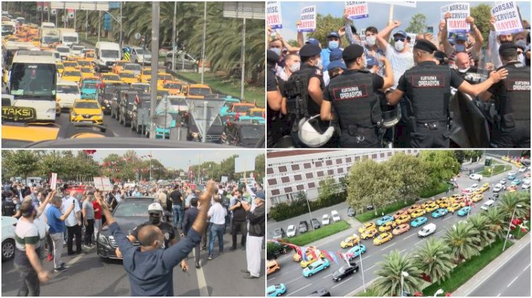Taksici ve servisçilerden İmamoğlu protestosu