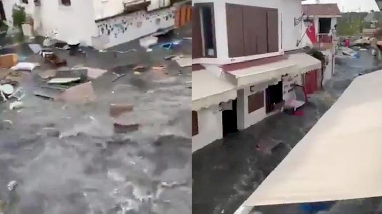 İzmir'de deprem sonrası deniz taştı