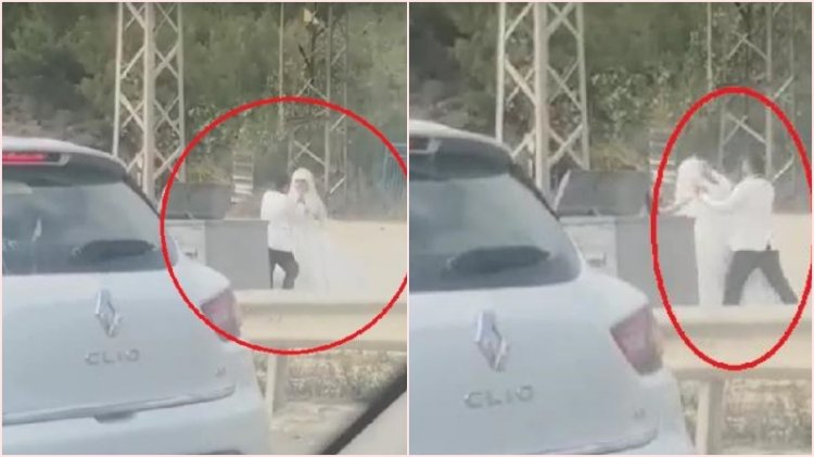 Damat, yol kenarında gelini dövdü