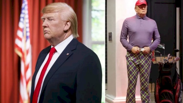 Trump'ın heykeline golfçü kostümü giydirildi