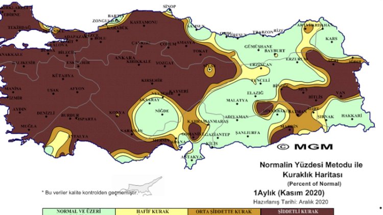 Meteorolojinin haritasında 'çok şiddetli' kuraklık görüntüsü