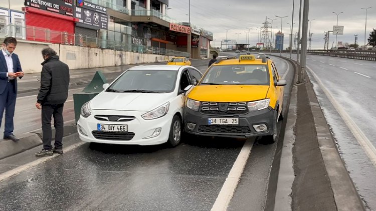Taksici ile sürücü bomboş yolu paylaşamadı