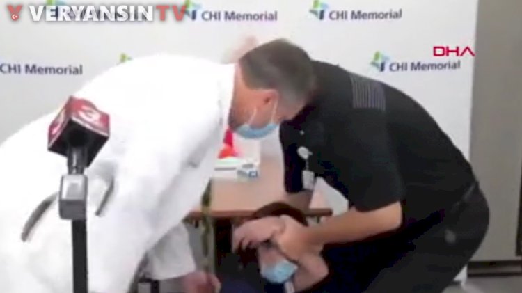 Koronavirüs aşısını olan hemşire canlı yayında bayıldı!