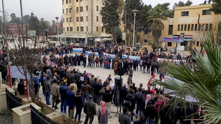 Esad taraftarlarından Haseke'de PKK/PYD karşıtı gösteri