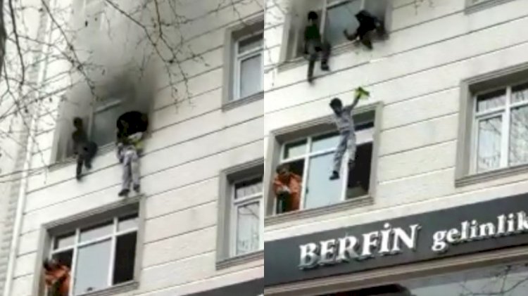 Yangında can pazarı: Çocukları penceren attı, vatandaşlar tuttu