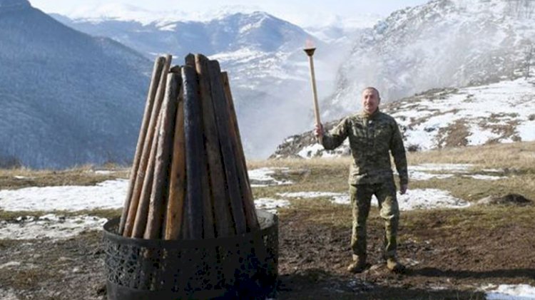 Aliyev, Nevruz ateşini işgalden kurtarılan Şuşa'da yaktı