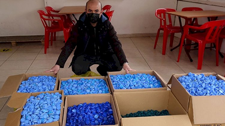 Plastik kapakla, 8 engelli tekerlekli sandalyeye kavuştu
