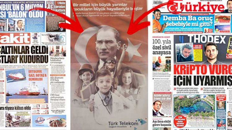23 Nisan'ı görmezden gelen gazetelere tam sayfa 23 Nisan reklamı