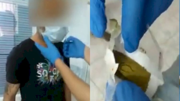Şüphe üzerine durduruldu, taktığı maskenin içinden 'esrar' çıktı