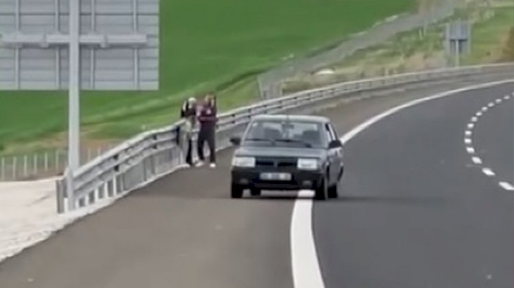 Otoyolda, çocuğunun önünde kadına şiddet