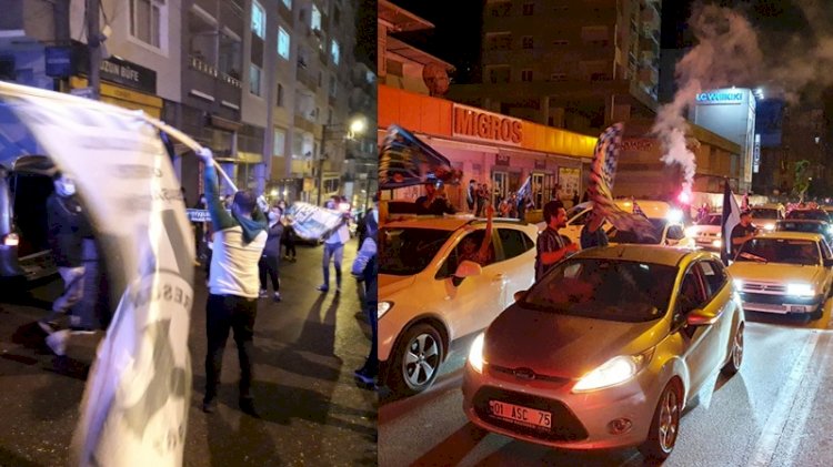 Tam kısıtlamada Adana Demirspor ve Giresunspor taraftarları Süper Lig'i sokakta kutladı