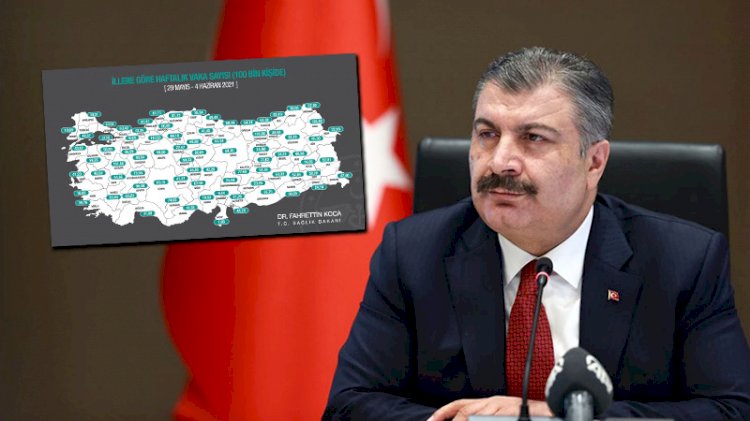 Bakan Koca illere göre vaka haritasını paylaştı