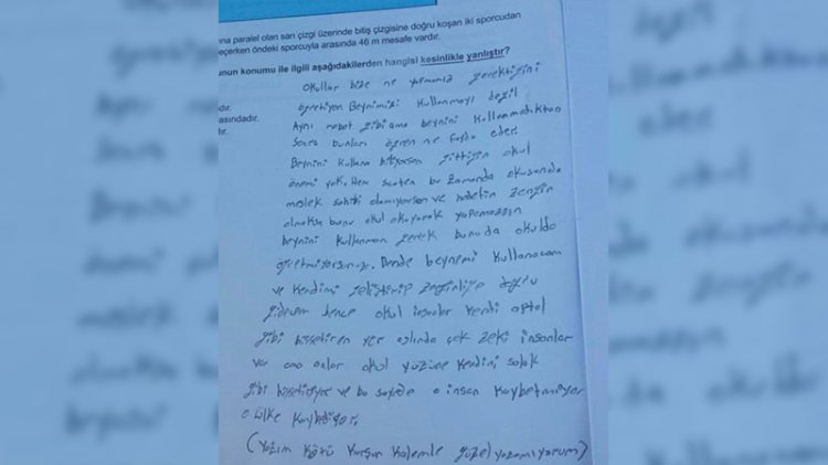 Köyde yaşayan LGS öğrencisi kitapçığa not bıraktı: Beynini kullanmak gerek bunu da okulda öğretmiyorsunuz