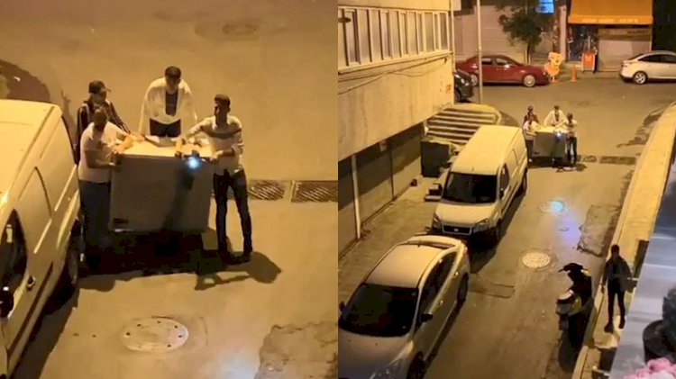 Elektrikli scooterla buzdolabı taşıdılar