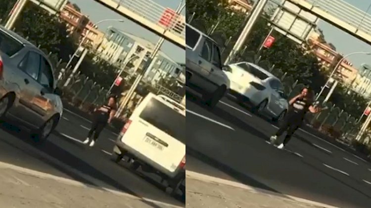 Karayolunda dans etti, trafiği tehlikeye soktu