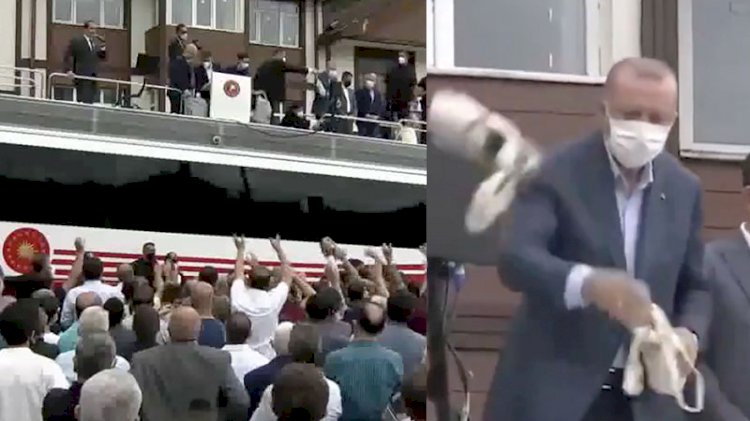 Erdoğan, sel mağdurlarına çay attı