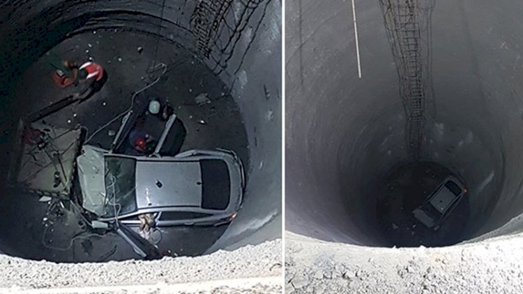 Feci kaza! Otomobil 25 metrelik çukura düştü