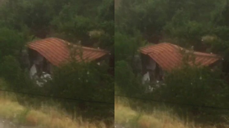 Amasya’da sele kapılan evin yıkılma anı kamerada