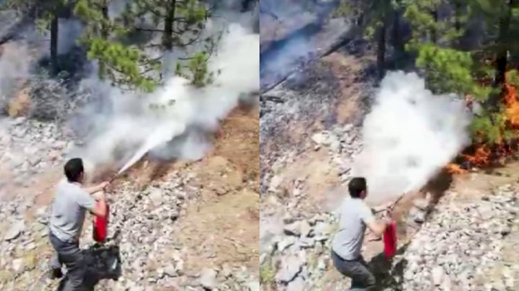 Makinistler yangını görünce treni durdurup müdahale etti