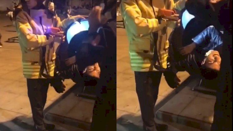 Fotoğraf çektirmek için girdiği tarihi topun içine sıkıştı