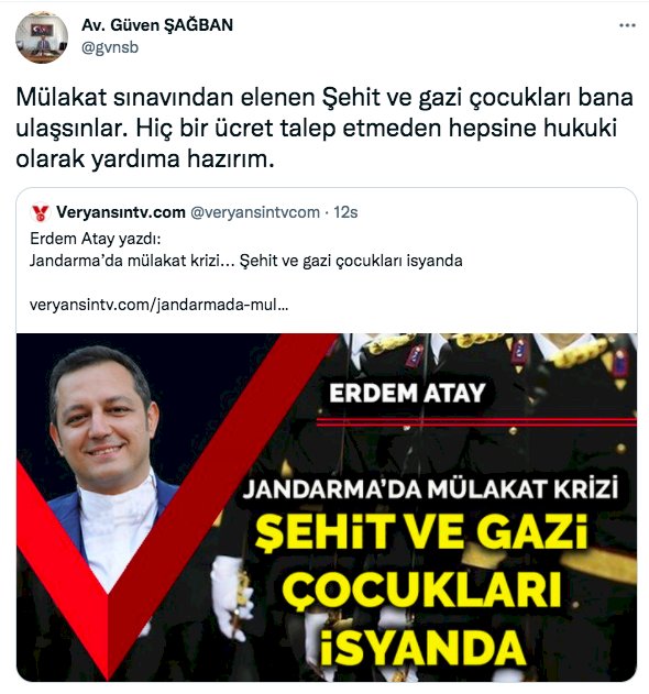 veryansin tv jandarma daki mulakat krizi ni yazdi avukatlardan sehit ve gazi cocuklarina cagri geldi son dakika ozel haberler kose yazilari