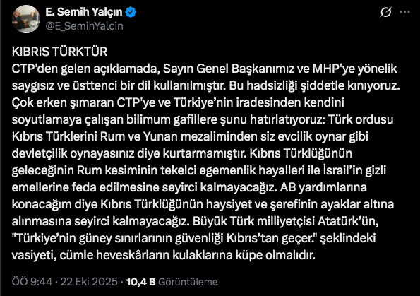 MHP’den CTP’ye sert karşılık!